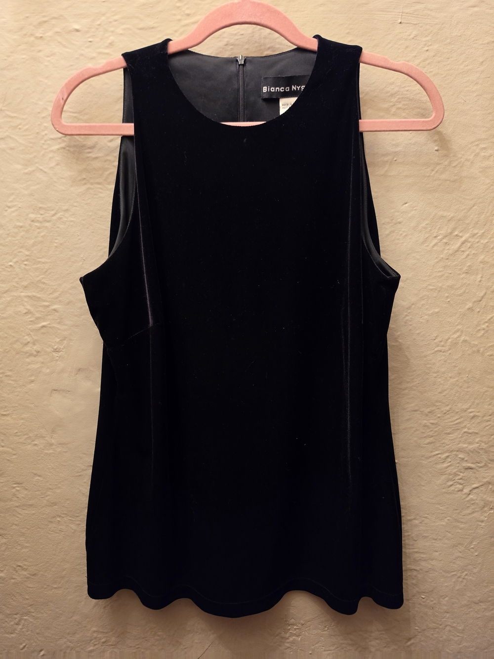 Bianca Nygard Black Velvet Sleeveless Tank Top Size